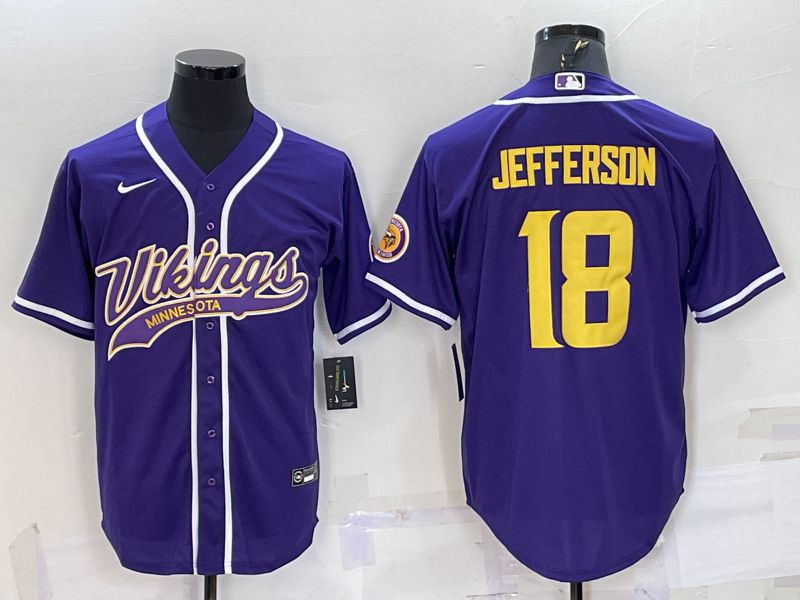 Men Minnesota Vikings #18 Jefferson Purple yellow 2022 Nike Co branded NFL Jersey->minnesota vikings->NFL Jersey